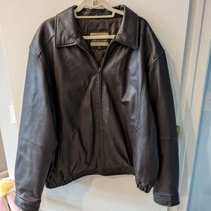 Men's Leather Dark Brown Lined Jacket Size XXL